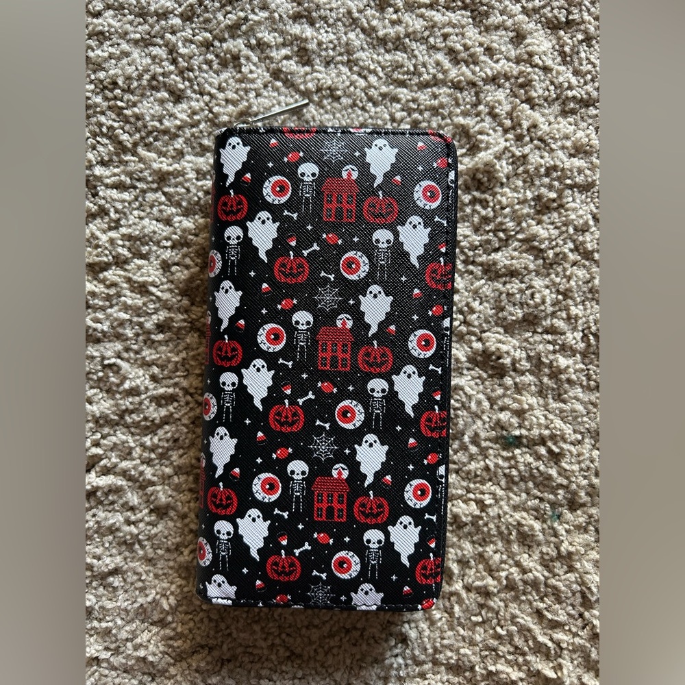 Em & Sprout Halloween Ghost Pumpkin Eyeball Skeleton Large Wallet